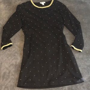 Gold Beaded Black stretch formal dress